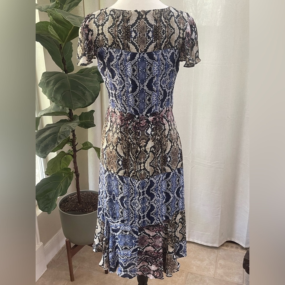 Parker Snake Print Delia Dress with Flutter Sleeves - Picture 3 of 9